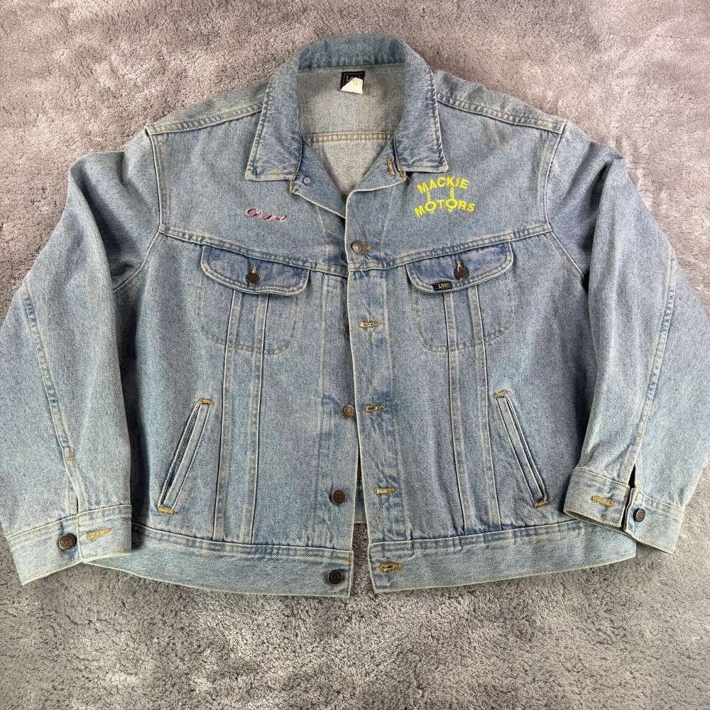 Vintage 90's Lee Denim Jacket XXL USA Prism Theatrical Lighting NYC Embroidered